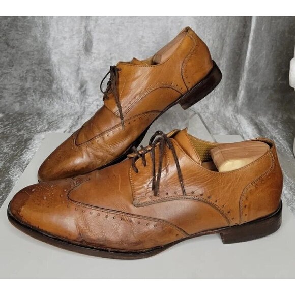 Cole Haan Mens Sz 12M Shoes Brown Leather Comfort Lace Up Brogue Wingtip Oxfords - Picture 1 of 14